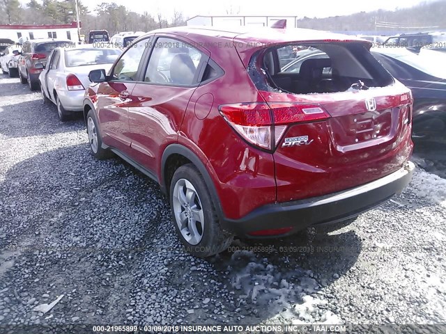 3CZRU6H31JG708245 - 2018 HONDA HR-V LX RED photo 3