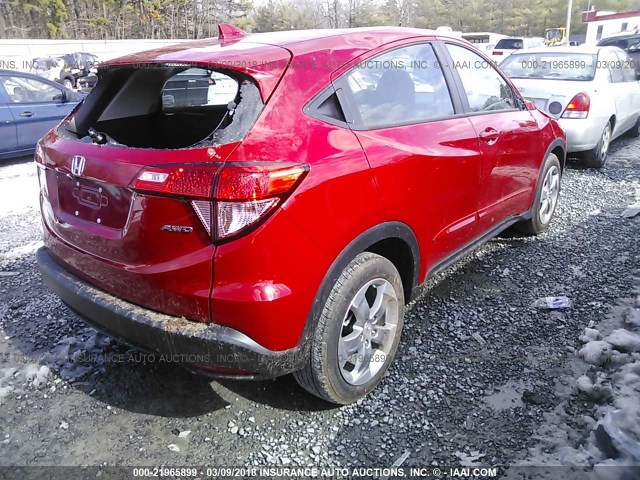 3CZRU6H31JG708245 - 2018 HONDA HR-V LX RED photo 4