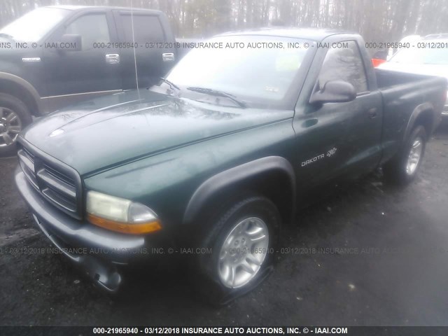 1B7FL16X42S612964 - 2002 DODGE DAKOTA SXT GREEN photo 2