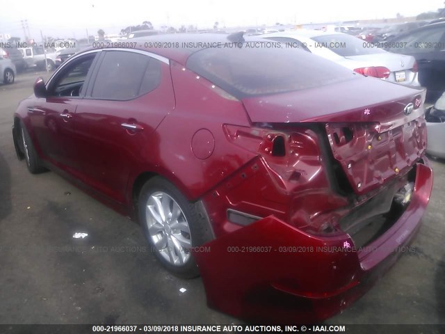 5XXGN4A74EG291501 - 2014 KIA OPTIMA EX RED photo 3