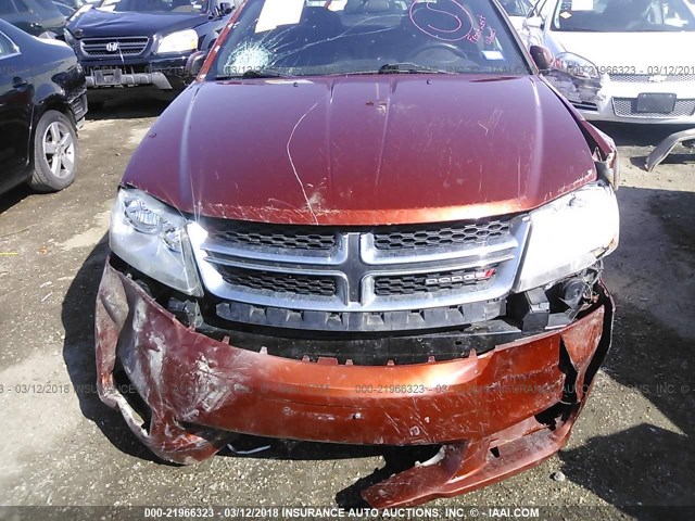 1C3CDZCB9CN228061 - 2012 DODGE AVENGER SXT ORANGE photo 6