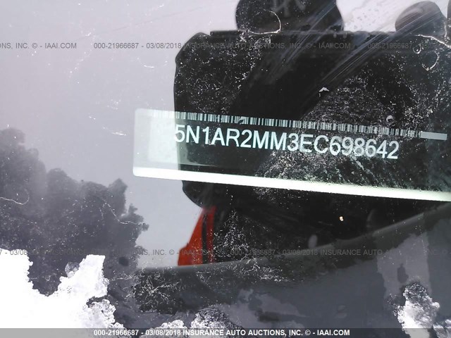 5N1AR2MM3EC698642 - 2014 NISSAN PATHFINDER S/SV/SL/PLATINUM 白色 照片 9