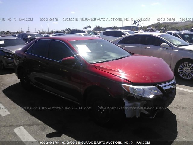 4T1BF1FK2EU862105 - 2014 TOYOTA CAMRY L/SE/LE/XLE RED photo 1