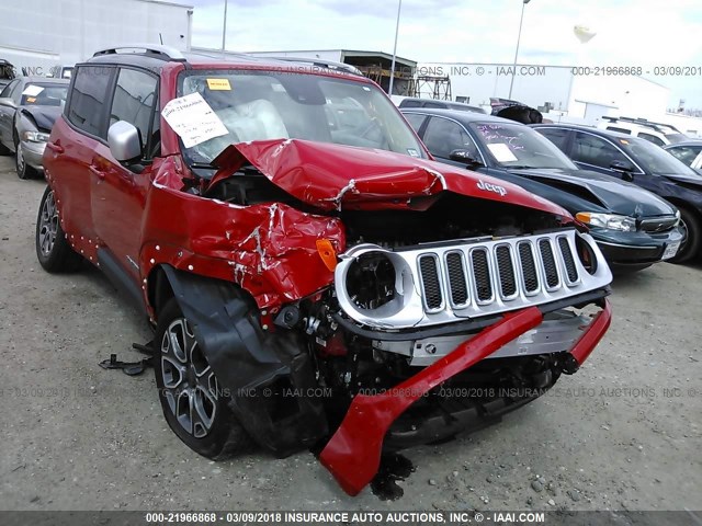 ZACCJADT1FPB30781 - 2015 JEEP RENEGADE LIMITED RED photo 1