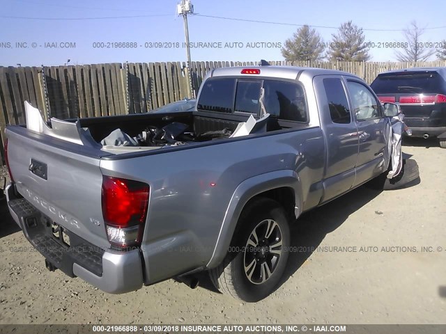 5TFSZ5AN2GX013159 - 2016 TOYOTA TACOMA ACCESS CAB/SR5/TRD SPT/OR SILVER photo 4