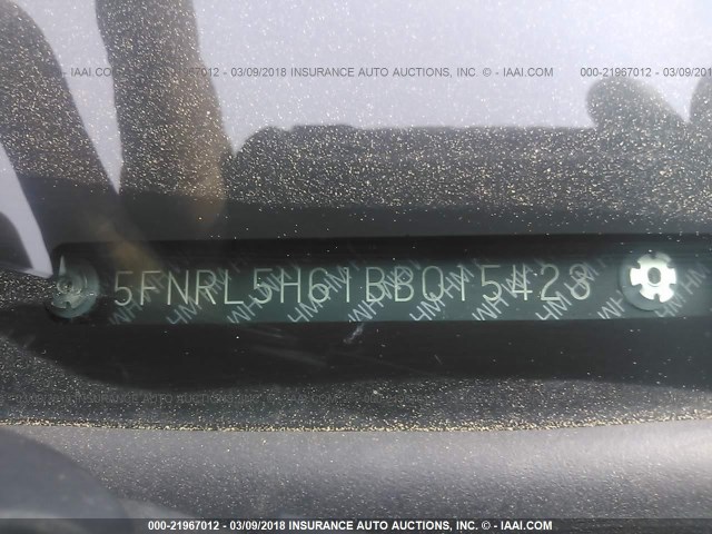 5FNRL5H61BB015423 - 2011 HONDA ODYSSEY EXL ნაცრისფერი ფოტო 9