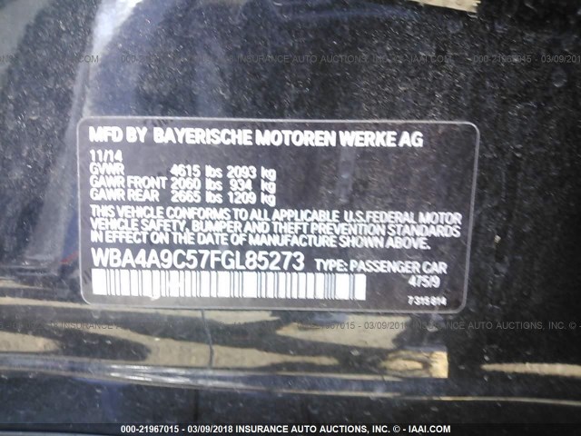 WBA4A9C57FGL85273 - 2015 BMW 428 I/GRAN COUPE/SULEV 黑色 照片 9