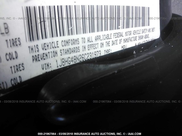 1J8HG48N26C231973 - 2006 JEEP COMMANDER BLACK photo 9