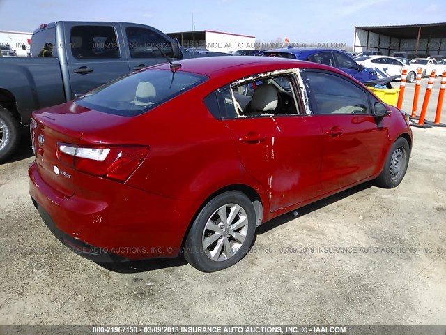 KNADN4A33D6225810 - 2013 KIA RIO EX/SX RED photo 4