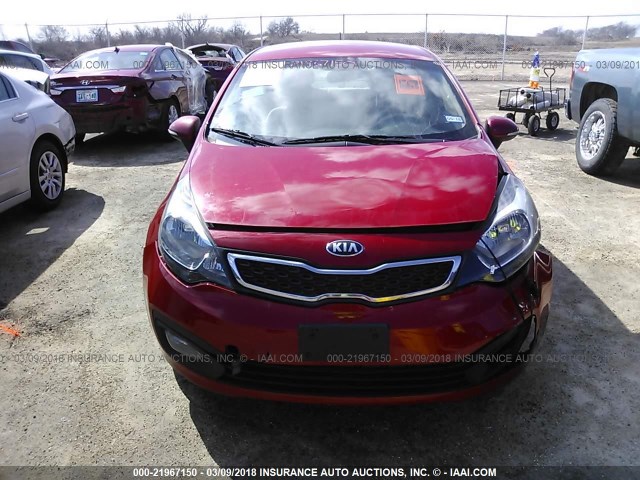 KNADN4A33D6225810 - 2013 KIA RIO EX/SX RED photo 6