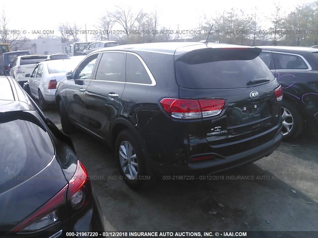 5XYPG4A36HG293192 - 2017 KIA SORENTO LX/L BLACK photo 3