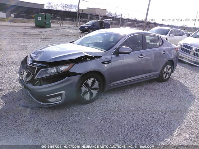 KNAGM4AD4B5004082 - 2011 KIA OPTIMA HYBRID GRAY photo 2