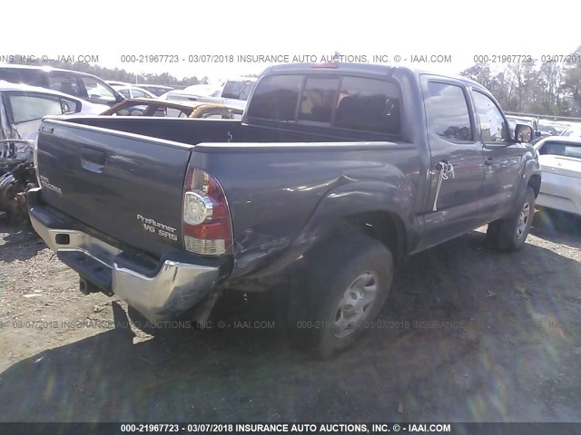 5TFJU4GNXFX077413 - 2015 TOYOTA TACOMA DOUBLE CAB PRERUNNER GRAY photo 4