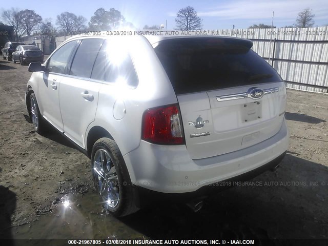 2FMDK3KC2DBE02266 - 2013 FORD EDGE LIMITED WHITE photo 3