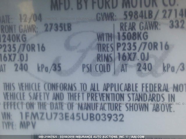 1FMZU73E45UB03932 - 2005 FORD EXPLORER XLT/XLT SPORT/NBX 灰色 照片 9