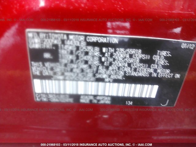 JTMWF4DV5C5044041 - 2012 TOYOTA RAV4 SPORT RED photo 9
