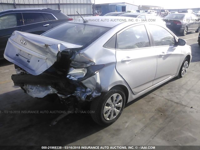 KMHCT4AE9GU061142 - 2016 HYUNDAI ACCENT SE SILVER photo 4