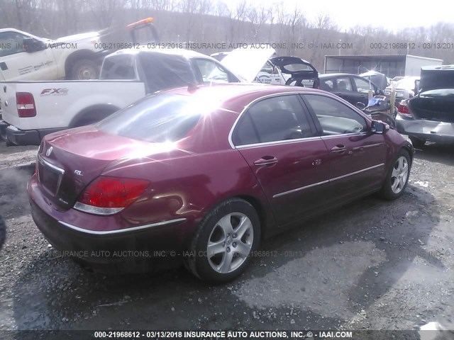 JH4KB16595C002197 - 2005 ACURA RL წითელი ფოტო 4
