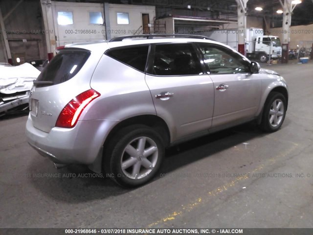 JN8AZ08WX3W228435 - 2003 NISSAN MURANO SL/SE SILVER photo 4