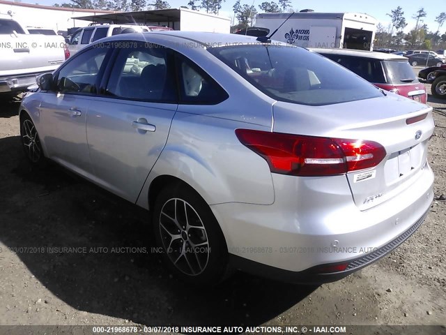 1FADP3H28HL212732 - 2017 FORD FOCUS SEL SILVER photo 3