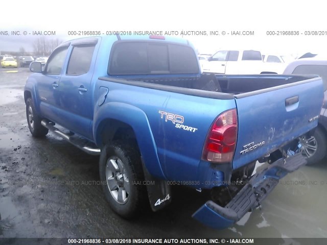 5TELU42N97Z366759 - 2007 TOYOTA TACOMA DOUBLE CAB BLUE photo 3