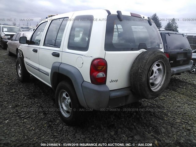 1J4GL48K22W232631 - 2002 JEEP LIBERTY SPORT 白色 照片 3
