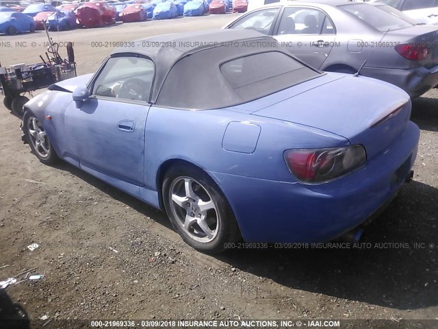 JHMAP11412T007644 - 2002 HONDA S2000 BLUE photo 3