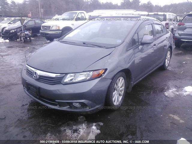 2HGFB2F91CH596131 - 2012 HONDA CIVIC EXL GRAY photo 2