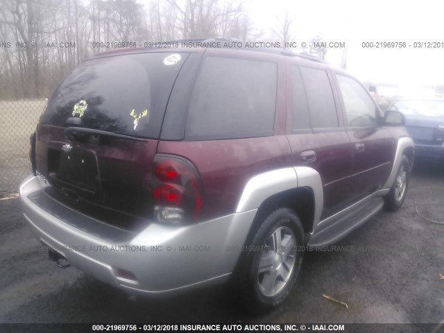 1GNDT13S872219662 - 2007 CHEVROLET TRAILBLAZER LS/LT MAROON photo 4