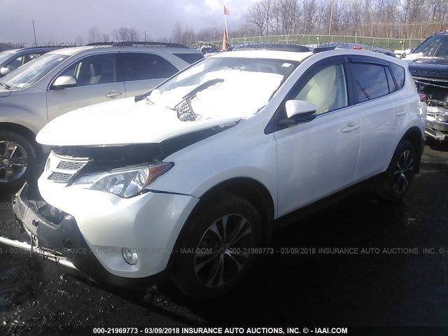 JTMDFREV0FD135067 - 2015 TOYOTA RAV4 LIMITED WHITE photo 2