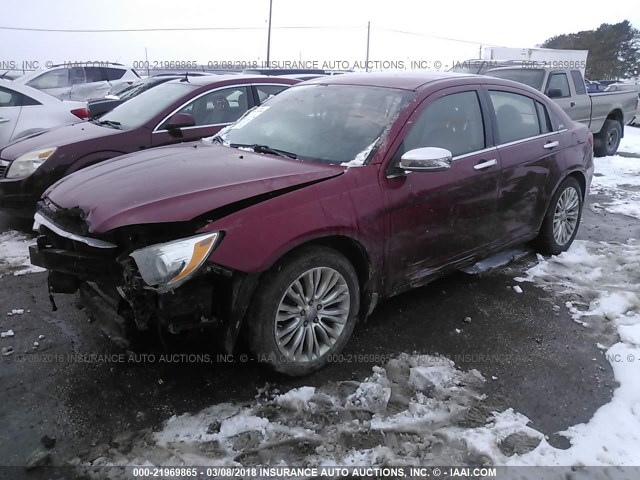 1C3CCBCB1CN283792 - 2012 CHRYSLER 200 LIMITED RED photo 2