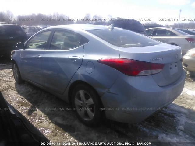 KMHDH4AE0CU175451 - 2012 HYUNDAI ELANTRA GLS/LIMITED BLUE photo 3