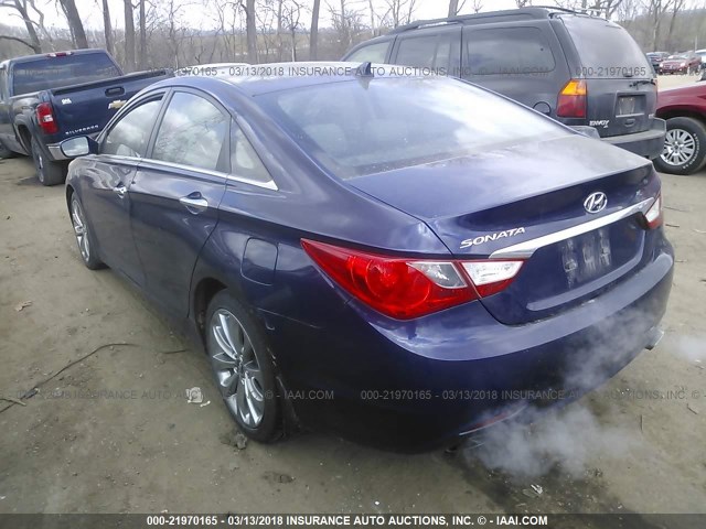 5NPEC4AC0BH109979 - 2011 HYUNDAI SONATA SE/LIMITED BLUE photo 3