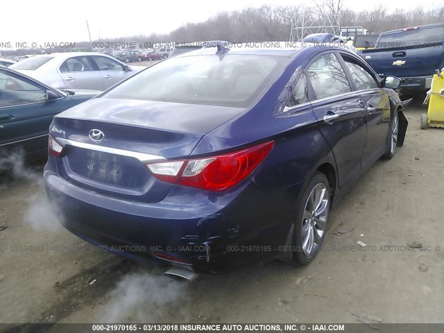 5NPEC4AC0BH109979 - 2011 HYUNDAI SONATA SE/LIMITED BLUE photo 4