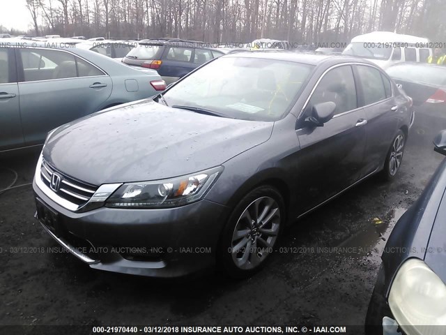 1HGCR2F55EA051823 - 2014 HONDA ACCORD SPORT GRAY photo 2