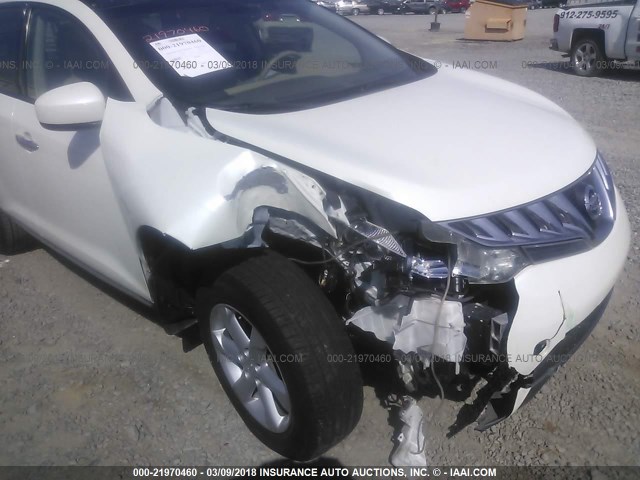 JN8AZ1MU5AW018767 - 2010 NISSAN MURANO S/SL/LE WHITE photo 6