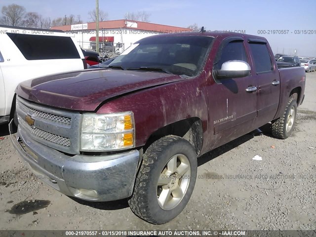 3GCPKSE73DG137526 - 2013 CHEVROLET SILVERADO K1500 LT MAROON photo 2