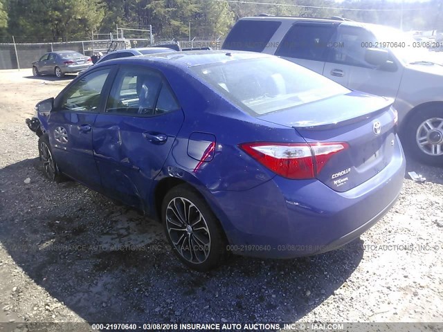 2T1BURHE1FC255207 - 2015 TOYOTA COROLLA L/LE/LE PLS/PRM/S/S PLS BLUE photo 3