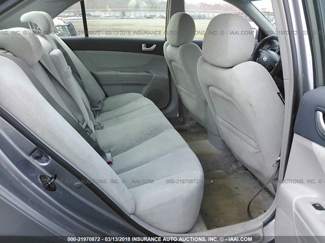 5NPEU46F36H027296 - 2006 HYUNDAI SONATA GLS/LX GRAY photo 8