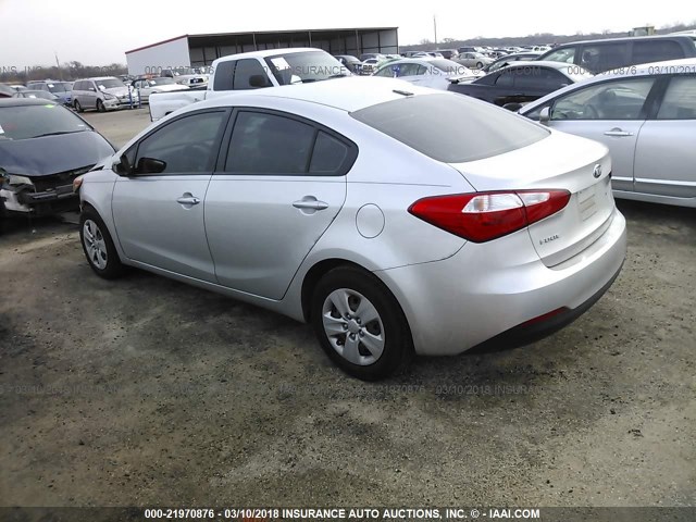 KNAFK4A66E5250574 - 2014 KIA FORTE LX SILVER photo 3