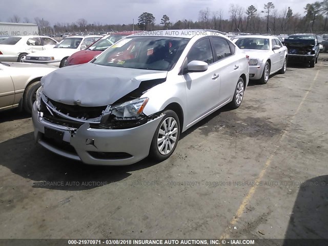 3N1AB7AP8DL617421 - 2013 NISSAN SENTRA S/SV/SR/SL SILVER photo 2