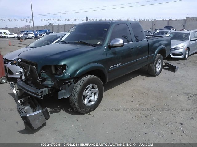 5TBBT4411YS054953 - 2000 TOYOTA TUNDRA ACCESS CAB/ACCESS CAB SR5 GREEN photo 2