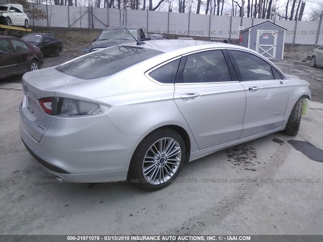 3FA6P0LU6ER211026 - 2014 FORD FUSION SE HYBRID SILVER photo 4