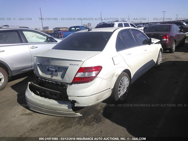 WDDGF81X28F078124 - 2008 MERCEDES-BENZ C 300 4MATIC WHITE photo 4