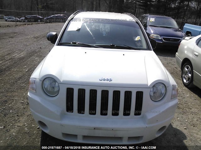 1J8FT47W58D522087 - 2008 JEEP COMPASS SPORT WHITE photo 6