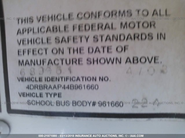 4DRBRAAP44B961660 - 2004 IC CORPORATION 3000 ყვითელი ფოტო 9