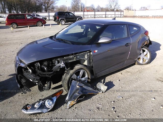 KMHTC6ADXFU244938 - 2015 HYUNDAI VELOSTER GRAY photo 2