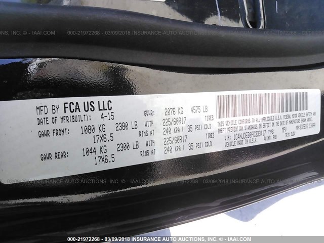 1C4NJDEB0FD333417 - 2015 JEEP COMPASS LATITUDE შავი ფოტო 9