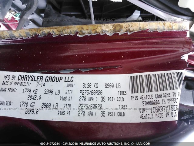 1C6RR7MT9ES422071 - 2014 RAM 1500 SPORT MAROON photo 9