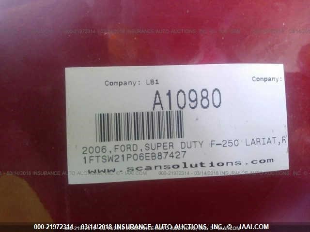 1FTSW21P06EB87427 - 2006 FORD F250 SUPER DUTY RED photo 9